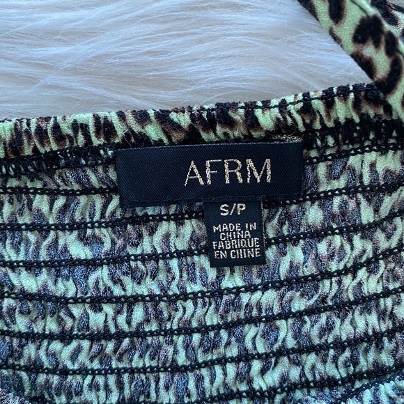 AFRM Green Leopard Smocked V-Neck Cocktail Dress - Picture 8 of 9